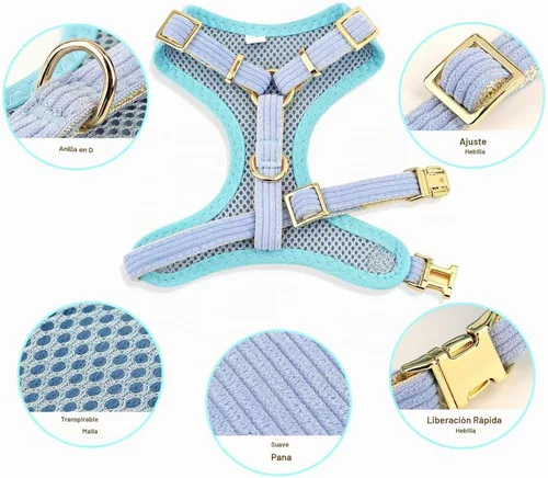 Vista 5 de Didog - Juego de collar y correa de arnés para perro pequeño con corbatín, azul, talla S