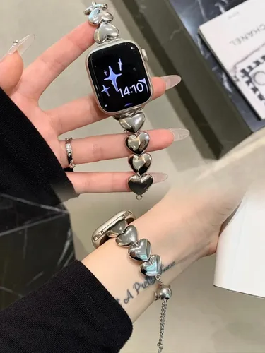 Vista 6 de Compatible con Apple Watch Band para mujer y hombre de 1.614 in 1.575 in 1.496 in 1.732 in 1.772 in 1.654 in Ultra 1.929 in, pulsera de metal