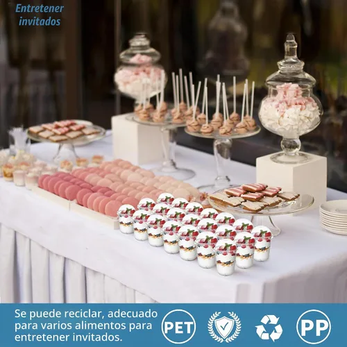 Vista 3 de 50 vasos de plástico desechables, 12 onzas transparentes con tapas, sin agujero
