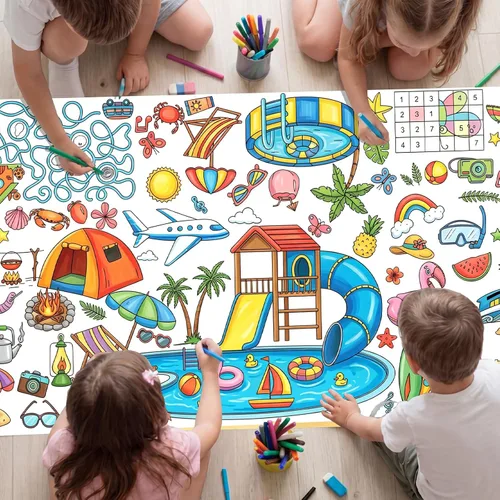 Vista 8 de NatNarr Mantel de dinosaurio para colorear, póster de papel de 30 x 72 pulgadas para niños