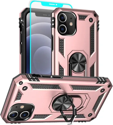 Vista 40 de Funda para iPhone 12/12 Pro, grado militar, anillo a prueba de golpes, verde militar