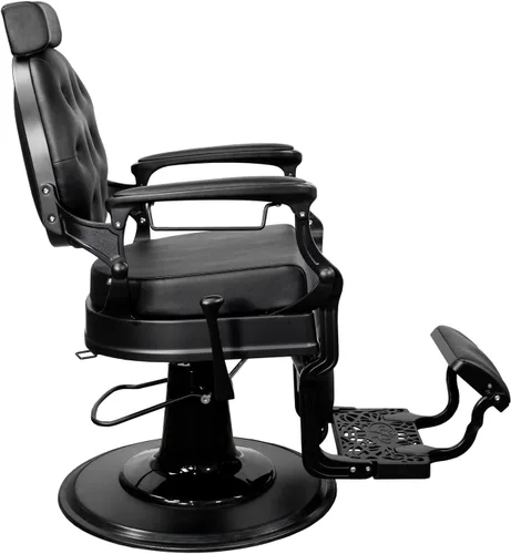 Vista 3 de Berkeley Truman - Silla de peluquero vintage, silla de peluquero reclinable, resistente, asiento negro, marco negro
