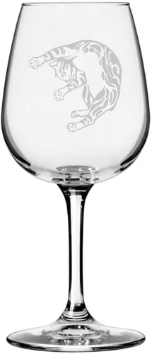 Vista 16 de Copa de vino de 12.75 onzas con temática de gato abisinio grabada para todo uso