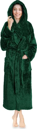 Vista 7 de PAVILIA Bata suave de felpa con capucha para mujer Bata de baño mullida y cálida de forro polar Sherpa 260 GSM Cozy Sherpa Fleece, Super Soft On