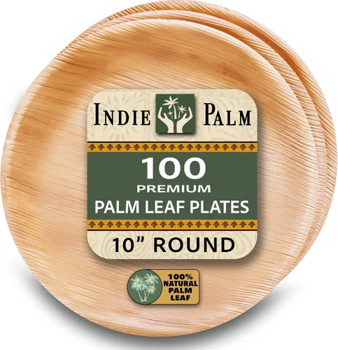 Vista 13 de Indie Palm Platos desechables de hoja de palma, paquete de 50 unidades, cuadrados de 8 pulgadas, resistentes, 100% compostables y biodegradables