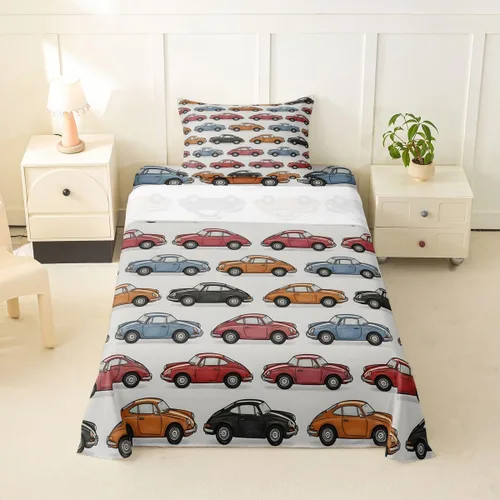 Vista 47 de Feelyou Juego de sábanas de auto de carreras, tamaño individual, juego de cama de coche deportivo de velocidad para niños y niñas, sábana bajera