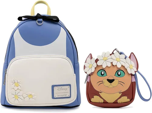 Vista 5 de Loungefly Disney Alicia en el país de las maravillas Cosplay, bolsa de hombro con correa doble para mujer con correa desmontable, Multi