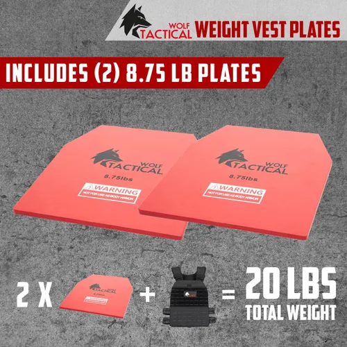 Vista 2 de WOLF TACTICAL Chaleco con peso y placas para chaleco de peso (negro, 8.75 libras)
