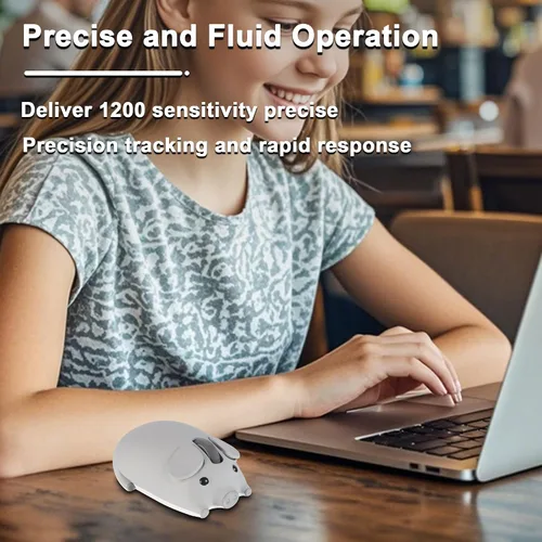 Vista 4 de Ratón inalámbrico Bluetooth con forma de cerdo de animal lindo 2.4G y Bluetooth Ratones de computadora de modo dual con receptor USB, portátil