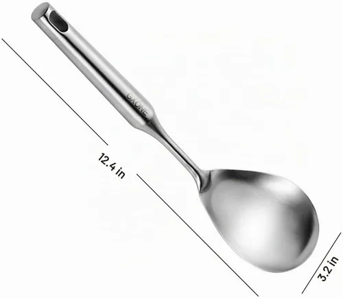 Vista 2 de Cuchara de Cocina, Cucharas Grandes de Servir de Acero Inoxidable 304, Plata/31,9 cm