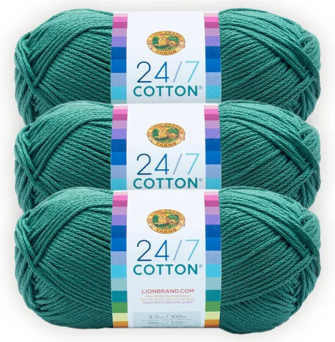 Vista 116 de Lion Brand Yarn - Hilo ligero 24/7 de algodón para tejer, hacer ganchillo y manualidades, Ámbar, paquete de 1 Light Worsted 100% Mercerized Cotton