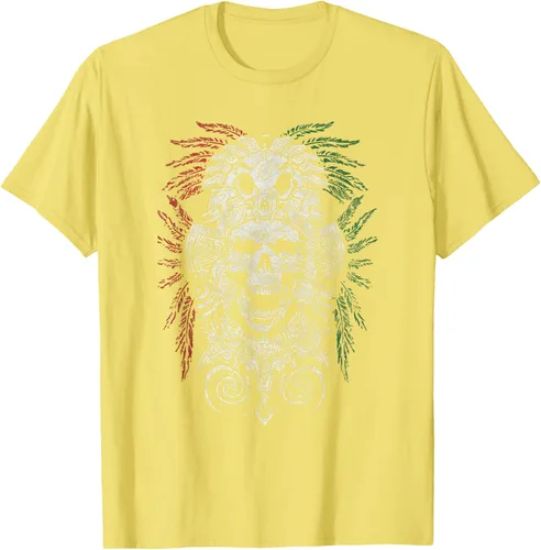 Vista 40 de Camiseta de Calavera Azteca con máscara Mayas Calavera Azteca, Negro