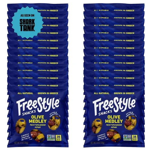 Vista 12 de Freestyle Snacks Paquetes de aperitivos de oliva, como se ve en Shark Tank, una sola porción, aceitunas frescas sin hueso, cultivadas en Grecia
