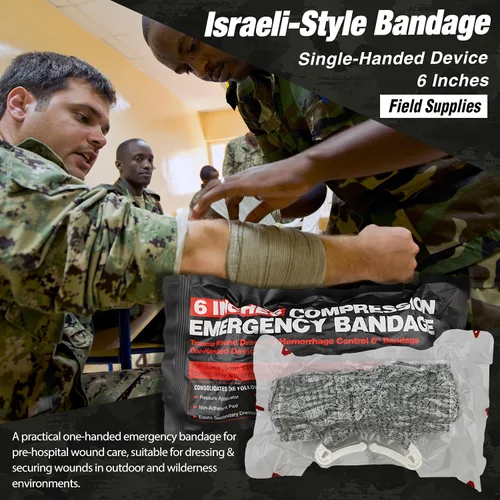 Vista 7 de Kit de primeros auxilios de supervivencia con vendaje de estilo israelí, férula, sello de pecho para emergencias tácticas Molle al aire libre, rojo