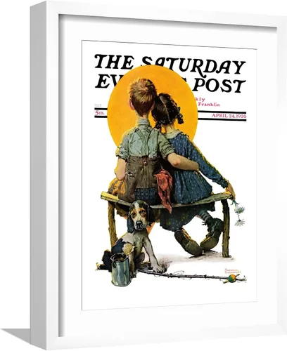 Vista 6 de ART.COM Norman Rockwell - Cubierta para poste de pared con estampado giclée Little Spooners or Sunset Saturday Evening Post, 24 de abril de 1926