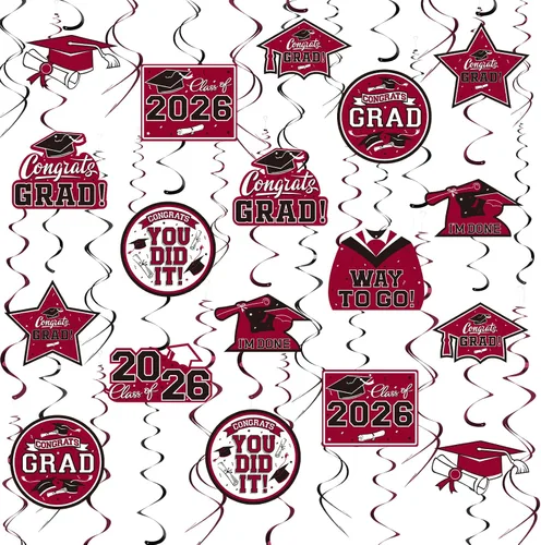 Vista 10 de 31 decoraciones de graduación para clase de 2026, remolino colgante de graduación, felicitaciones y decoraciones de fiesta de graduación