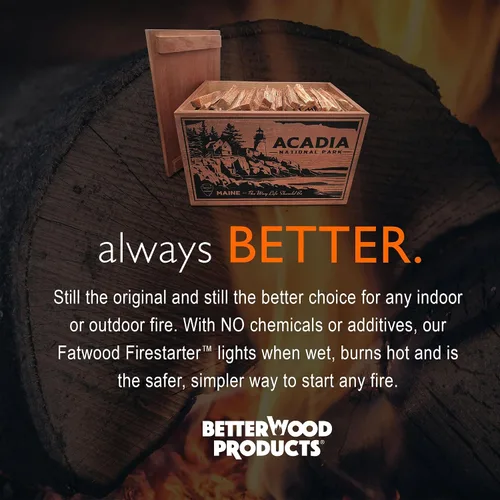 Vista 9 de Better Wood Products Edición Limitada Serie Protege Los Parques Encendedor de Fuego de Leña Natural Fatwood, Caja de Madera de 13 Libras, Caja Acadia