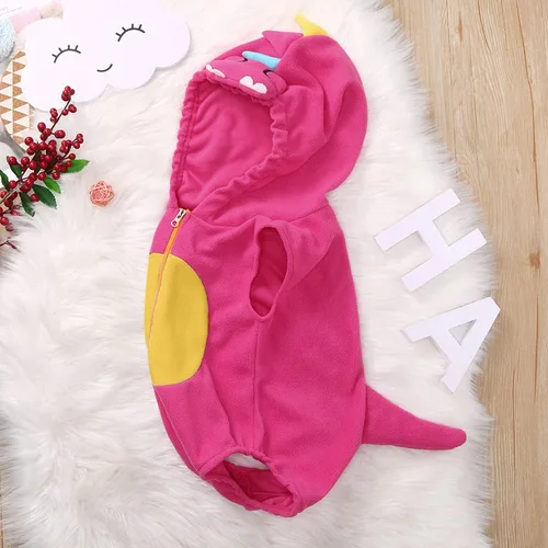 Vista 5 de Abrigo con capucha para niñas y bebés, disfraz de dinosaurio de dibujos animados con capucha de forro polar, abrigo de algodón para niños