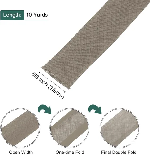 Vista 516 de MECCANIXITY Cinta al bies de doble pliegue de 1/2 pulgada de poliéster continuo a granel para costura, costura, dobladillo, encuadernación y Beige