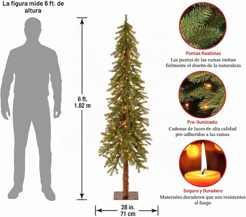 Vista 3 de National Tree Company 6ft Pre-Lit Hickory Cedar Artificial Christmas Tree