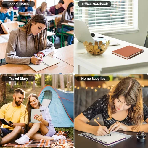 Vista 6 de EUSOAR - Cuaderno con espiral rayado universitario, paquete de 6 A5 de 5.5" x 8.3" 160 páginas/ 80 hojas, papel desprendible de 100 g/m², tapa dura