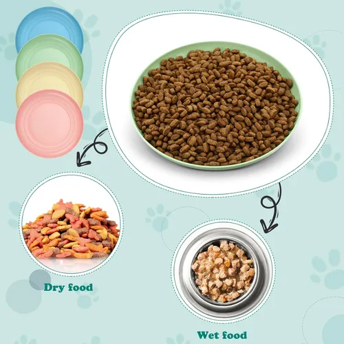 Vista 6 de Gerrii 12 cuencos redondos de 6 pulgadas para aliviar la fatiga de la barba, platos húmedos para gatos de 6 pulgadas, platos anchos y pequeños