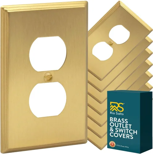 Vista 21 de Rio Salto BRASS Deco Collection - Placa de pared ciega de metal dorado de tamaño estándar, cubierta de salida resistente a la corrosión