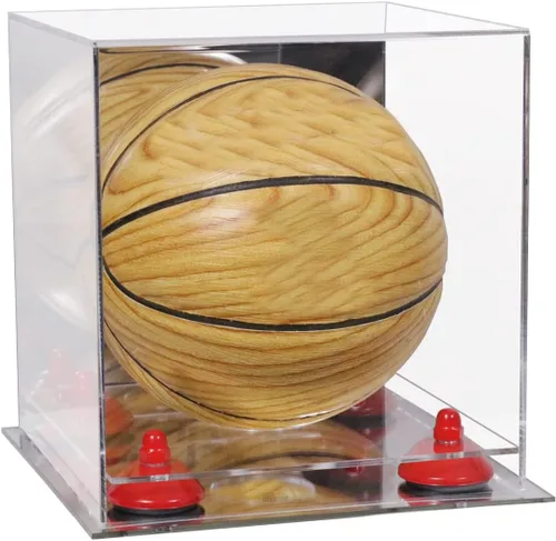 Vista 20 de Better Display Cases Mini acrílico - Miniatura (no tamaño completo) Baloncesto vitrina con elevadores negros y espejo (A015-BR)