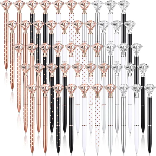 Vista 8 de Leinuosen 50 bolígrafos de diamante con diseño de cristal, tinta negra, bolígrafos unisex, perfectos para despedida de soltera, oficina, escuela