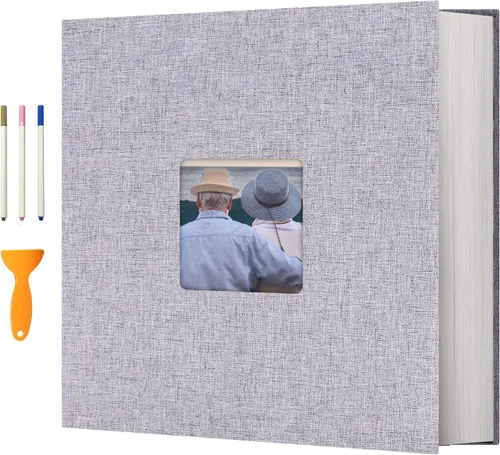 Vista 20 de Vienrose - Álbum de fotos grande autoadhesivo para fotos de 4 x 6, 8 x 10 pulgadas, de lino, álbum de recortes magnético de bricolaje, 40 páginas