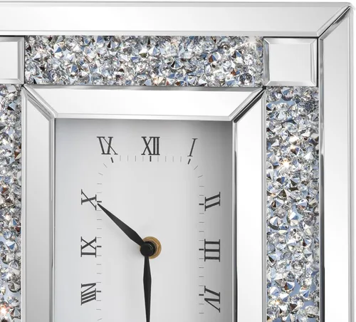 Vista 5 de SHYFOY Reloj de escritorio con espejo, reloj de mesa silencioso de lujo Plata