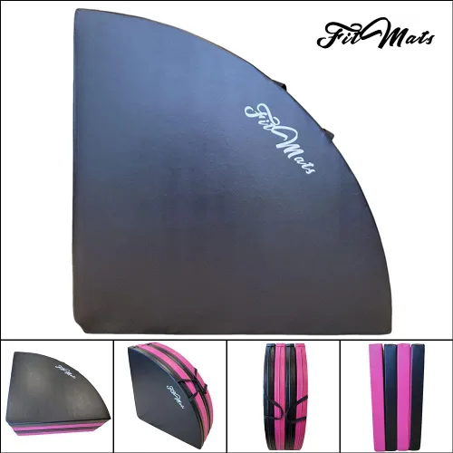 Vista 5 de Cojín circular plegable de 5 pies de ancho para ejercicio y bastón de baile. Alfombrilla de seguridad de espuma EPE reticulada portátil con cubierta