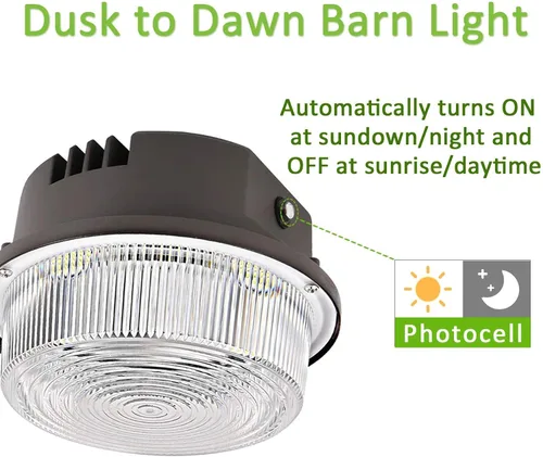 Vista 2 de Luz LED de granero 50W, luz de día 5000K 6500LM del atardecer al amanecer al aire libre con fotocélula, equivalente a 400W MH/HPS, luz de seguridad