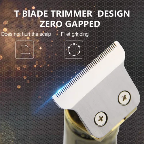 Vista 4 de Máquina eléctrica de corte de pelo con bajo ruido recargable JM700AL corte de cierre inalámbrico T Blade Hair Trimmer hombres, dorado, 20X11X5.2.0 in