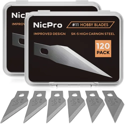 Vista 11 de Nicpro Juego de 120 cuchillas de hobby SK-5, repuesto de utilidad #2, herramienta de corte de repuesto con estuche de almacenamiento