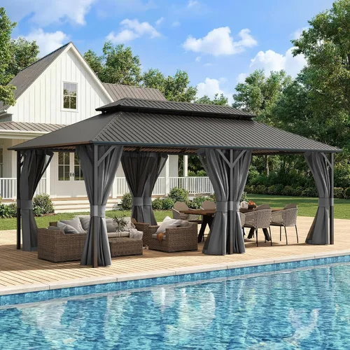 Vista 21 de UDPATIO Gazebo de techo rígido de 10 x 10 pies, para exteriores, resistente Gris