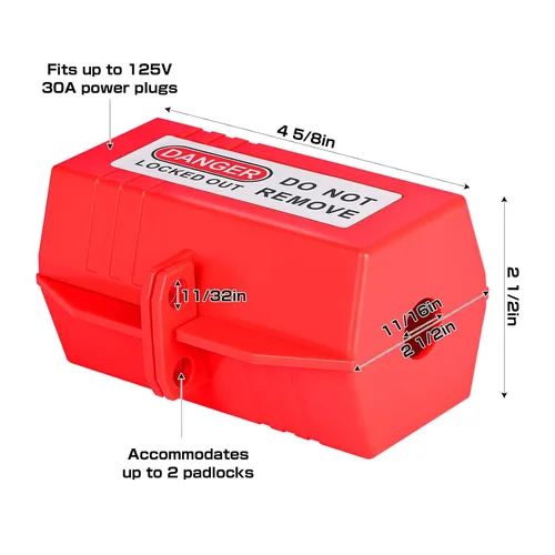 Vista 2 de RealPlus Bloqueo de enchufe para etiquetado de bloqueo, bloqueo de cable de alimentación de 110 a 125 voltios, dispositivo de bloqueo de enchufe