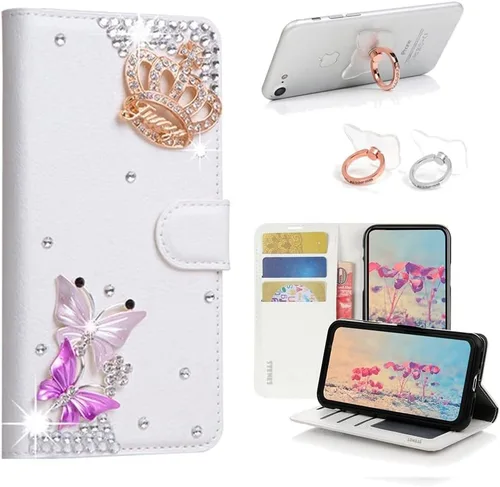 Vista 6 de Bling - Funda de piel con soporte para anillos, diseño 3D hecho a mano, 2 unidades, SBLDwRSSeries-14