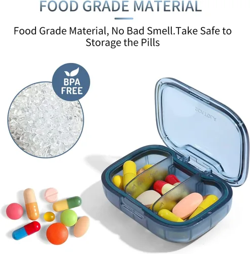 Vista 3 de Pastillero de 3 compartimentos, caja a prueba de humedad, organizador de pastillas para viajes, pastillero portátil diario para medicinas