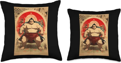Vista 3 de Sumo Wrestler I Love Japanese Sumo Vintage Art Throw Pillow
