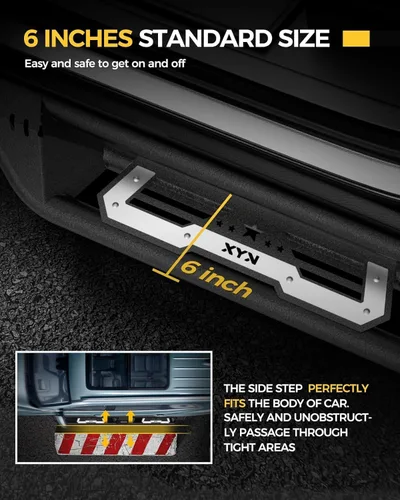 Vista 7 de KYX Estribos para Ford F150 2015-2024 2017-2024 F250 F350 Supercrew Cab, 3 peldaños laterales de tubo, diseño de dos escalones para puerta
