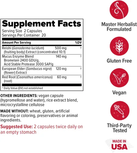 Vista 2 de Redd Remedies SinuZyme Apoya la salud sinusal e inmune 20 porciones
