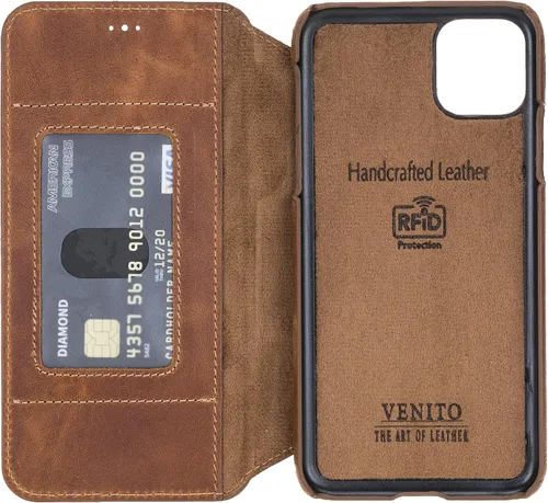 Vista 6 de Venecia RFID Bloqueo Cartera Funda de Cuero para iPhone 11 Pro Max