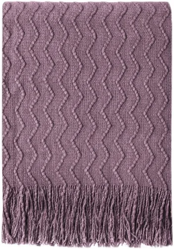 Vista 34 de Bourina Manta de punto decorativa con textura, unicolor y suave, para sofá, 50 x 60 pulgadas, almendra Knitted Throw Blanket 50x60 Inches, Soft