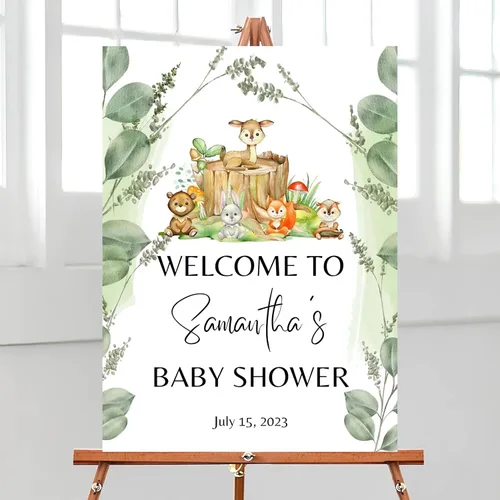 Vista 25 de Letrero de bienvenida para baby shower, tema oscuro, varios tamaños