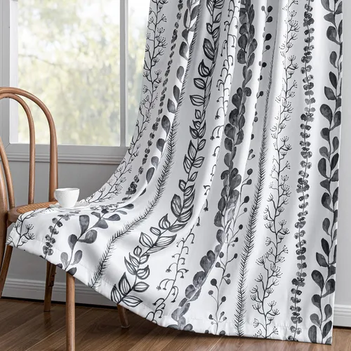 Vista 24 de MEETSKY Cortinas verde salvia de 63 pulgadas de largo, cortinas boho para sala de estar y dormitorio, cortinas semitransparentes de estilo lino