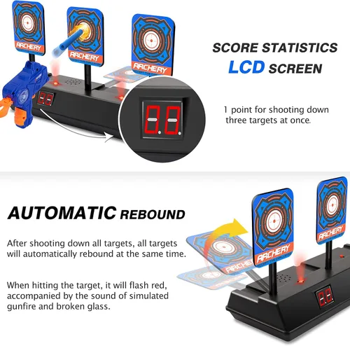 Vista 4 de KKONES - Objetivo de disparo digital con puntuación eléctrica y reinicio automático para pistolas Nerf