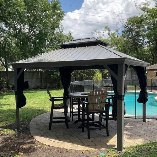 Vista 2 de PURPLE LEAF - Gazebo para exteriores de 10 x 12 pies, con sistema de drenaje