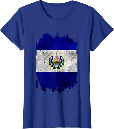 Vista 9 de Camiseta con bandera de El Salvador de El Salvador con diseño de bandera de El Salvador, Negro, S