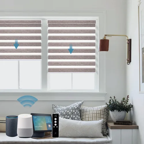 Vista 19 de SmartWings - Persianas motorizadas de cebra con control remoto, persianas de filtrado de luz inteligentes y semitransparentes para ventanas